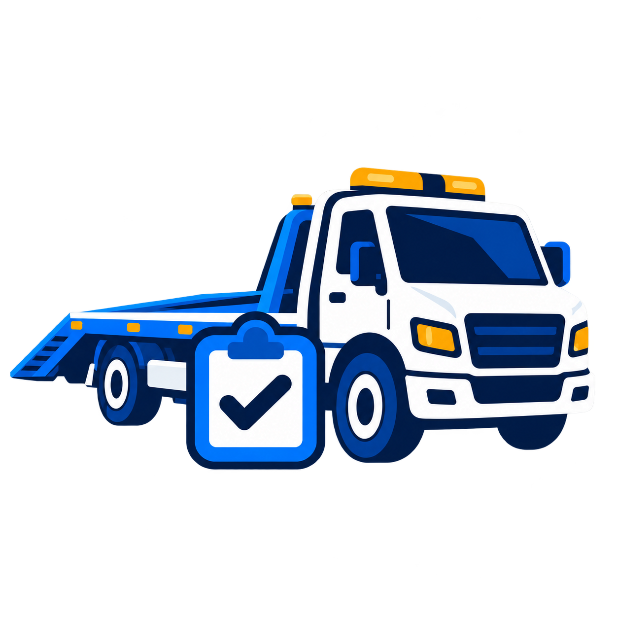 Ilustração de caminhão de reboque azul e branco do Checklist Reboque